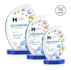 Oakes Full Color on Alberton Base Sky Blue Peaks Crystal Trophy - Custom Trophies