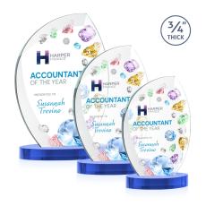 Oakes Full Color on Alberton Base Sky Blue Flame Crystal Trophy - Custom Trophies
