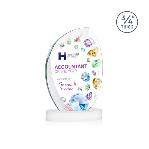 Awards and Plaques - Crystal Trophies - Oakes Full Color on Alberton Base Fagan Peaks Crystal Trophy