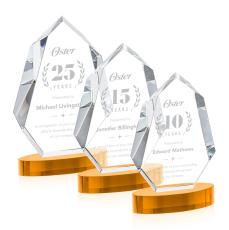 Thomson on Alberton Base Amber Polygon Crystal Trophy - Crystal Trophies