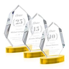 Thomson on Alberton Base Gold Polygon Crystal Trophy - Crystal Trophies