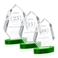 Thomson on Alberton Base Green Polygon Crystal Trophy - Crystal Trophies