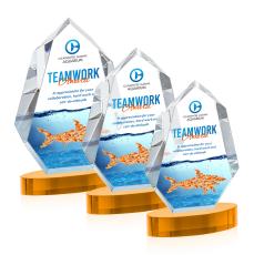 Thomson Full Color on Alberton Base Amber Polygon Crystal Trophy - Custom Trophies