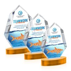 Thomson Full Color on Alberton Base Amber Polygon Crystal Trophy - Custom Trophies