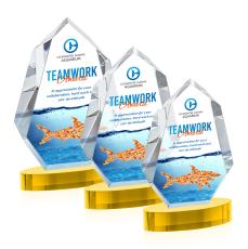 Thomson Full Color on Alberton Base Gold Polygon Crystal Trophy - Custom Trophies