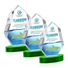 Thomson Full Color on Alberton Base Green Polygon Crystal Trophy - Custom Trophies