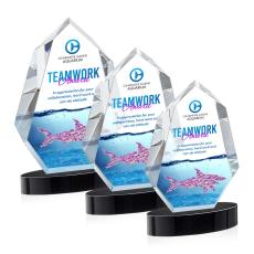 Thomson Full Color on Alberton Base Black Polygon Crystal Trophy - Custom Trophies