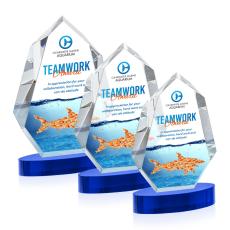 Thomson Full Color on Alberton Base Blue Polygon Crystal Trophy - Custom Trophies
