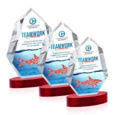 Thomson Full Color on Alberton Base Red Polygon Crystal Trophy - Custom Trophies