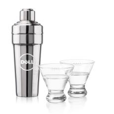 Milano Shaker & Steele Martini Set - Cocktail Glasses