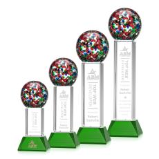 Knapp on Tower Base Green Globe Glass Trophy - Art Glass Trophies
