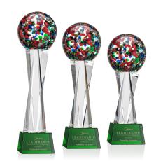 Knapp on Saldana Crystal Base Green Globe Glass Trophy - Glass Trophies