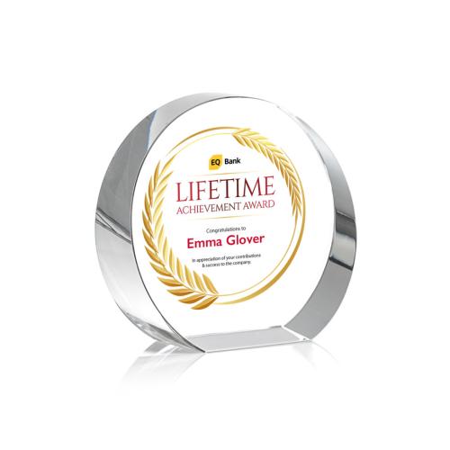 Awards and Plaques - Crystal Trophies - McCarty Full Color Circle Crystal Trophy