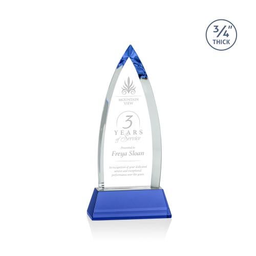 Awards and Plaques - Crystal Trophies - Valdes on Helton Blue Crystal Trophy