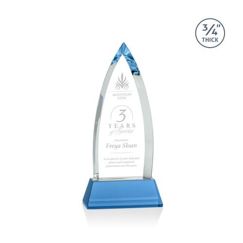 Awards and Plaques - Crystal Trophies - Valdes on Helton Sky Blue Crystal Trophy