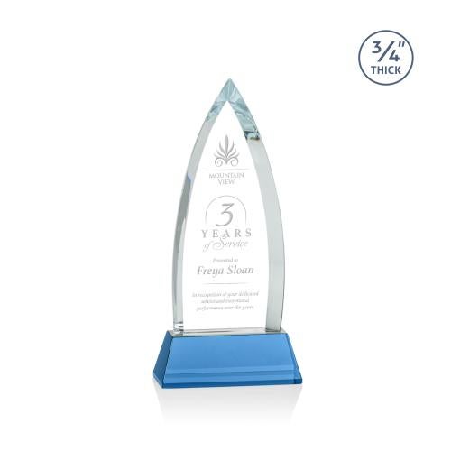 Awards and Plaques - Crystal Trophies - Valdes on Helton Sky Blue Peaks Crystal Trophy