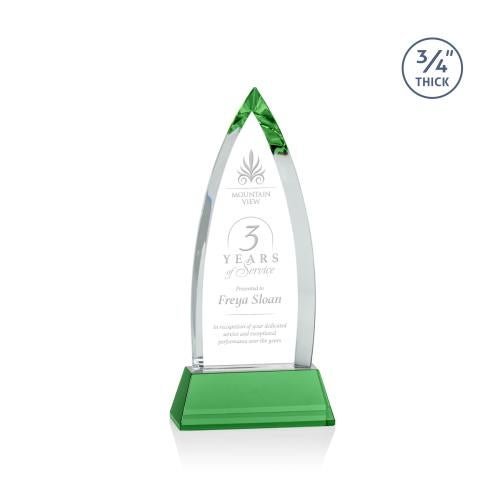 Awards and Plaques - Crystal Trophies - Valdes on Helton Green Crystal Trophy