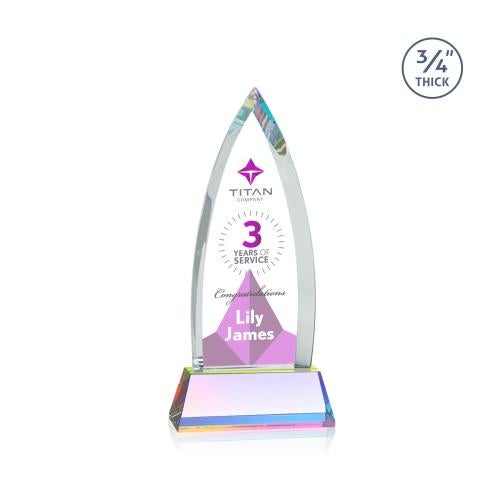 Awards and Plaques - Crystal Trophies - Valdes Full Color on Helton Prismatic Crystal Trophy