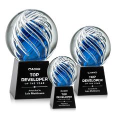 Truong Globe on Fortino Black Glass Trophy - Glass Trophies