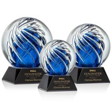 Truong on Cahill Base Black Globe Glass Trophy - Art Glass Trophies