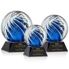 Truong on Cahill Base Black Globe Glass Trophy - Art Glass Trophies