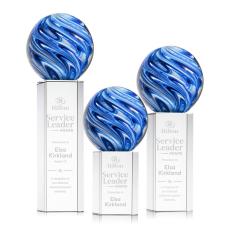 Neptune Globe on Yoder Base Glass Trophy - Art Glass Trophies
