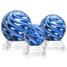 Neptune on Cahill Base Clear Globe Glass Trophy - Art Glass Trophies
