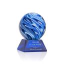 Neptune on Cahill Base Blue Globe Glass Trophy