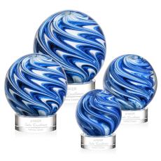 Neptune on Lockwood Base Clear Globe Glass Trophy - Glass Trophies