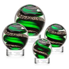 Boykin on Lockwood Base Clear Globe Glass Trophy - Art Glass Trophies