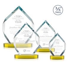 Diamond Diamond on Alberton Base Gold Polygon Crystal Trophy - Crystal Trophies
