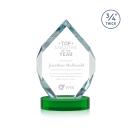 Diamond Diamond on Alberton Base Green Polygon Crystal Trophy