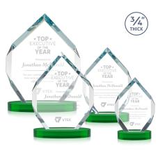 Diamond Diamond on Alberton Base Green Polygon Crystal Trophy - Crystal Trophies