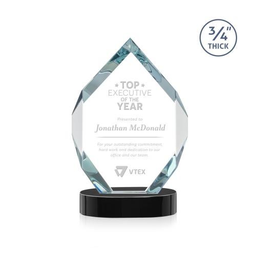 Awards and Plaques - Crystal Trophies - Diamond Diamond on Alberton Base Black Polygon Crystal Trophy