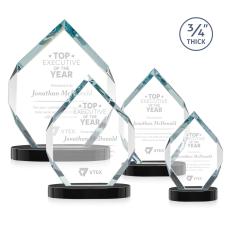 Diamond Diamond on Alberton Base Black Polygon Crystal Trophy - Crystal Trophies