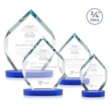 Diamond Diamond on Alberton Base Blue Polygon Crystal Trophy - Crystal Trophies