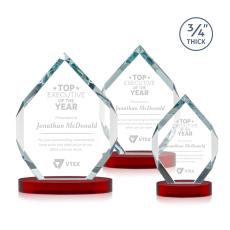 Diamond Diamond on Alberton Base Red Polygon Crystal Trophy - Crystal Trophies