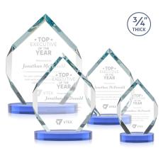 Diamond Diamond on Alberton Base Sky Blue Crystal Trophy - Crystal Trophies