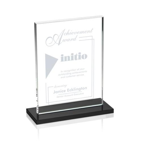 Awards and Plaques - Crystal Trophies - Roach Black (Vert) Rectangle Crystal Trophy