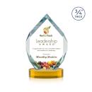 Diamond Diamond Full Color on Alberton Base Amber Polygon Crystal Trophy