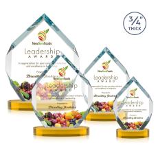 Diamond Diamond Full Color on Alberton Base Amber Polygon Crystal Trophy - Custom Trophies