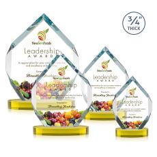 Diamond Diamond Full Color on Alberton Base Gold Polygon Crystal Trophy - Crystal Trophies