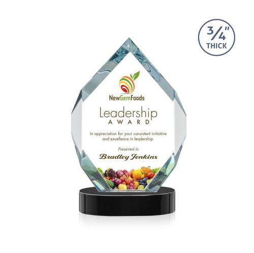 Awards and Plaques - Crystal Trophies - Diamond Diamond Full Color on Alberton Base Black Polygon Crystal Trophy