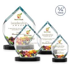 Diamond Diamond Full Color on Alberton Base Black Polygon Crystal Trophy - Custom Trophies
