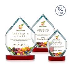 Diamond Diamond Full Color on Alberton Base Red Polygon Crystal Trophy - Crystal Trophies