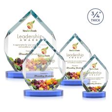 Diamond Diamond Full Color on Alberton Base Sky Blue Polygon Crystal Trophy - Crystal Trophies