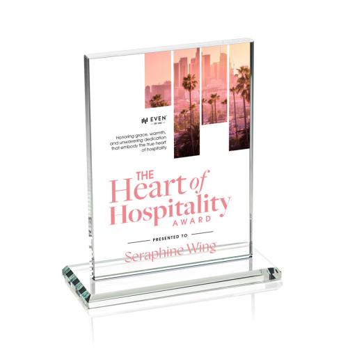 Awards and Plaques - Crystal Trophies - Roach Full Color Starfire (Vert) Rectangle Crystal Trophy