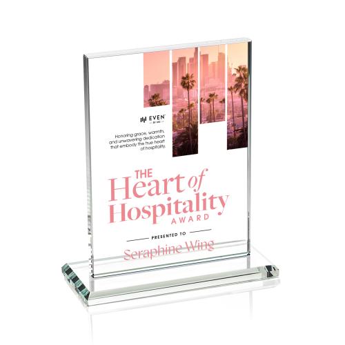 Awards and Plaques - Crystal Trophies - Roach Full Color Starfire (Vert) Rectangle Crystal Trophy