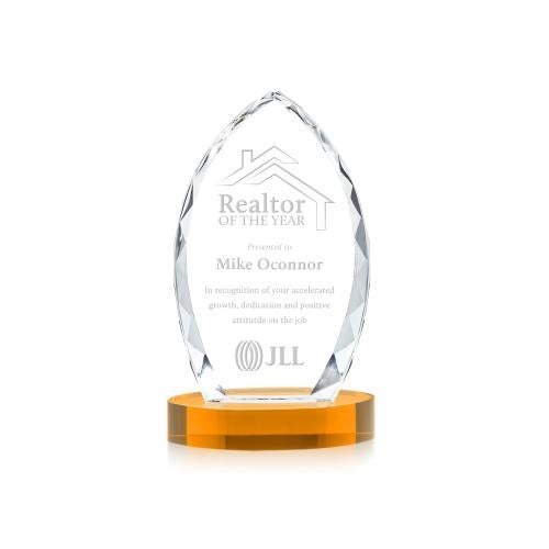 Awards and Plaques - Crystal Trophies - Grossman on Alberton Base Amber Peaks Crystal Trophy