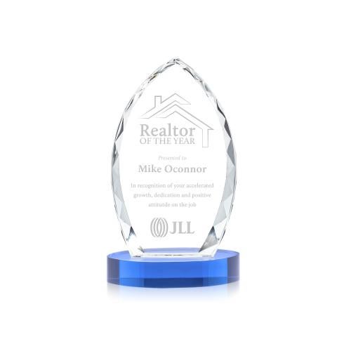 Awards and Plaques - Crystal Trophies - Grossman on Alberton Base Sky Blue Crystal Trophy
